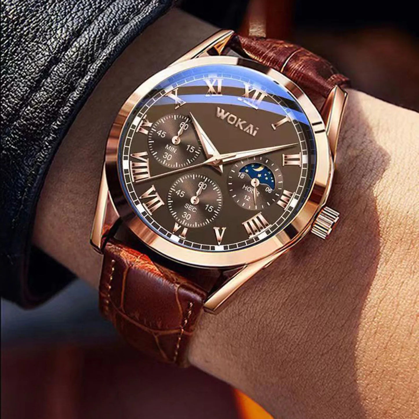 Fashion Men Luxury Watches Mens Business PU Leather Quartz Watch Gifts