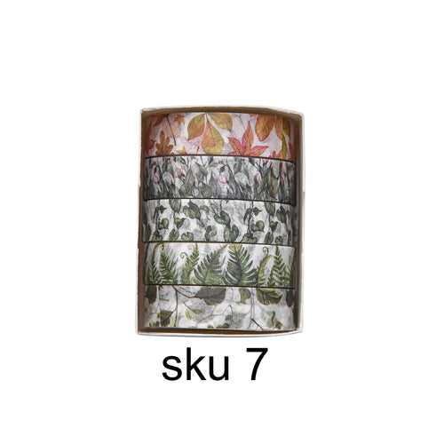 5 rolls of boxed romantic flower handbook tape, cute DIY fresh
