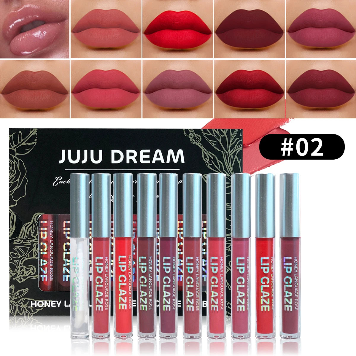 10 pcs/set Nude Lip Gloss Matte Velvet Lipstick - Matte Finish &