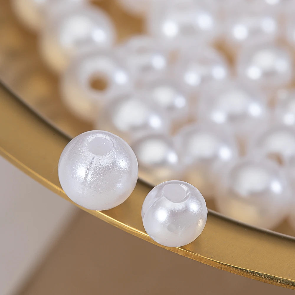 200pcs perforated ABS imitation pearl beads 4/5/6/8/10mm Round Spacer