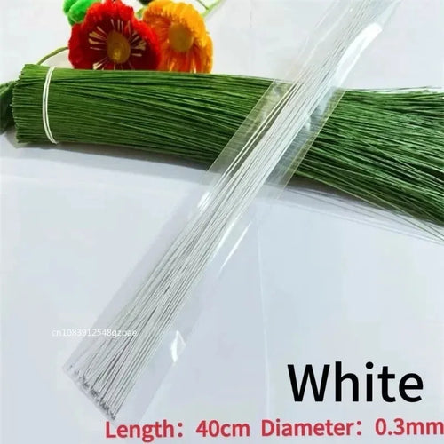 100/500/1500pcs 40cm Floral Stem Wire Crafts Dark Green Wire For
