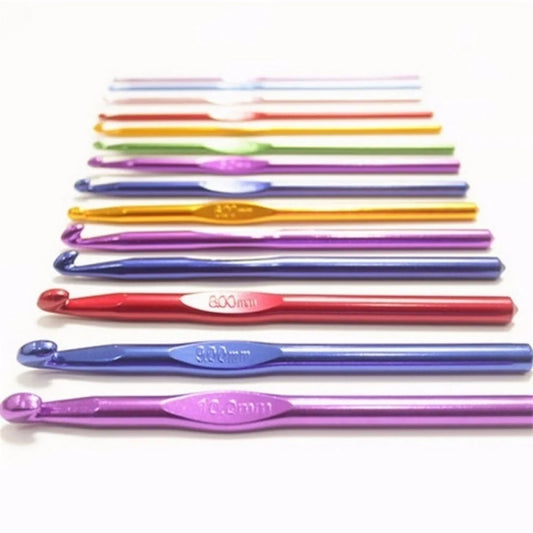 14 PCS Aluminum Knitting Needles Metal Crochet Set Mixed Hook Weave