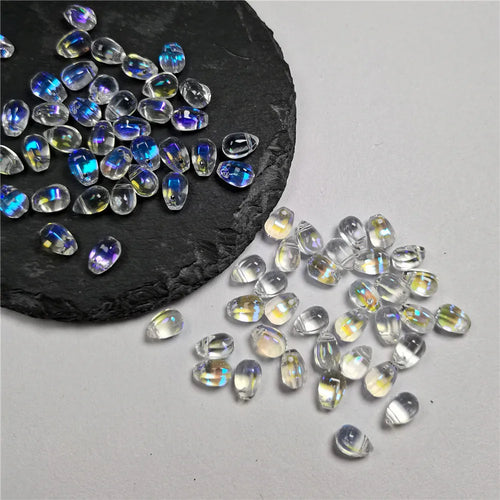 30Pcs Gradient Color 6x9mm  Water Drop Shape Beads Czech Glass Beads