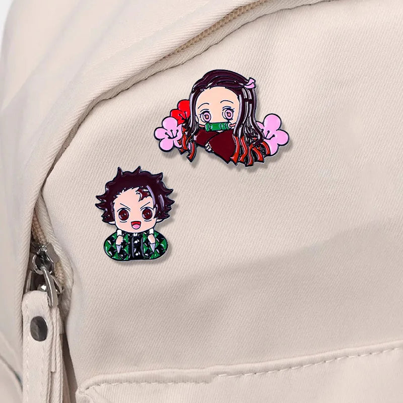 5 Pcs/set Demon Slayer Anime Cosplay Brooches Cute Character Pins