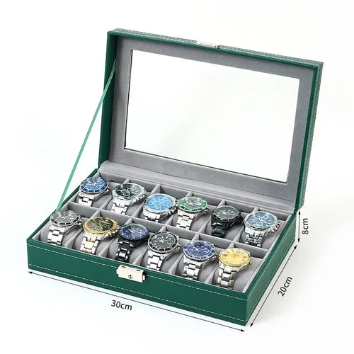PU Leather watch box 2/3/4/5/6/8/10/12 Slots Watch Display Case For
