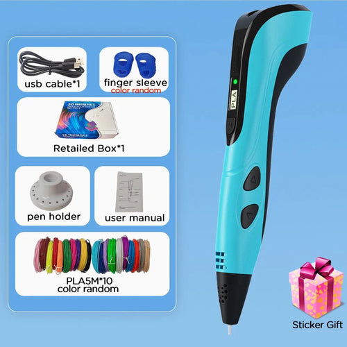 2025 Children 3D Printing Pen with LED Screen 100M PLA Power Adapter