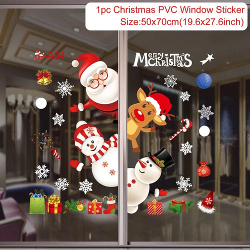 Christmas Window Sticker Merry Christmas Decorations For Home 2023