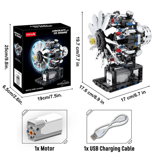 Brick V8 Engine Motorized Simulation Model Electrically Drive Building