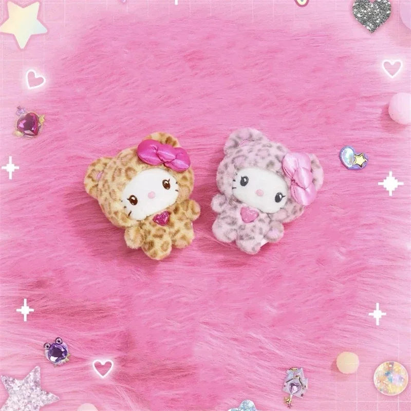 Sanrios Leopard Print Bear Series Hello Kitty Keychain Pendant Cartoon