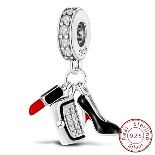 Fit Original 925 Sterling Silver Charms Beads Bow Perfume Bottle Pink