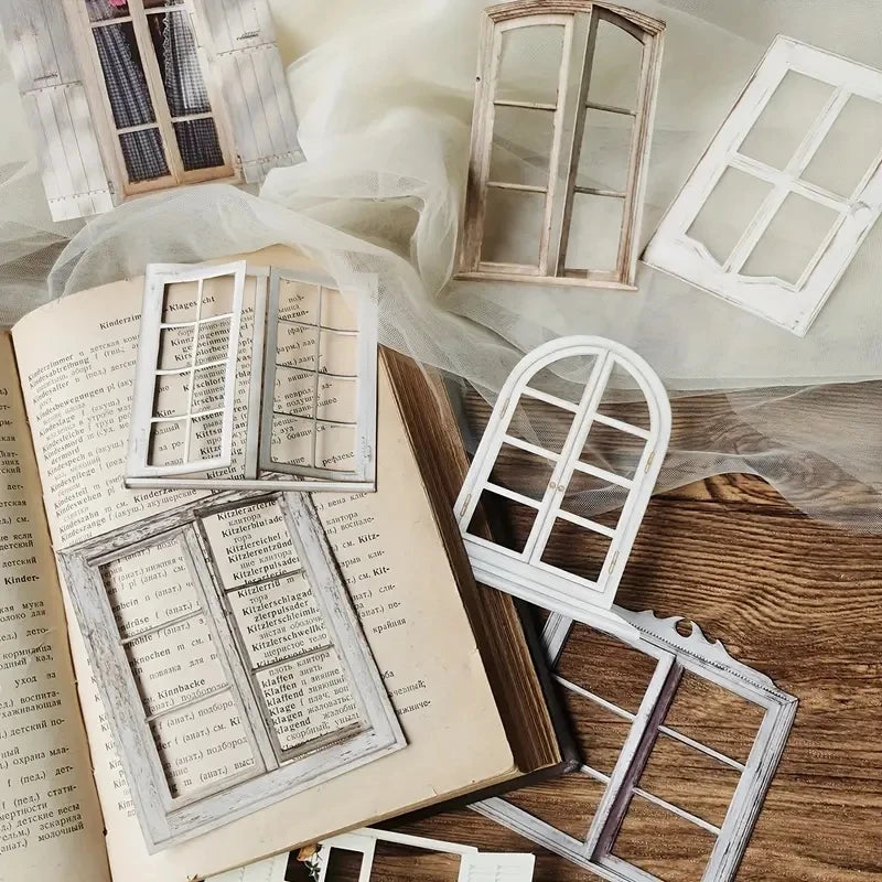 10 Pcs Laser Hollow Doors Windows Stickers Junk Journal Planner