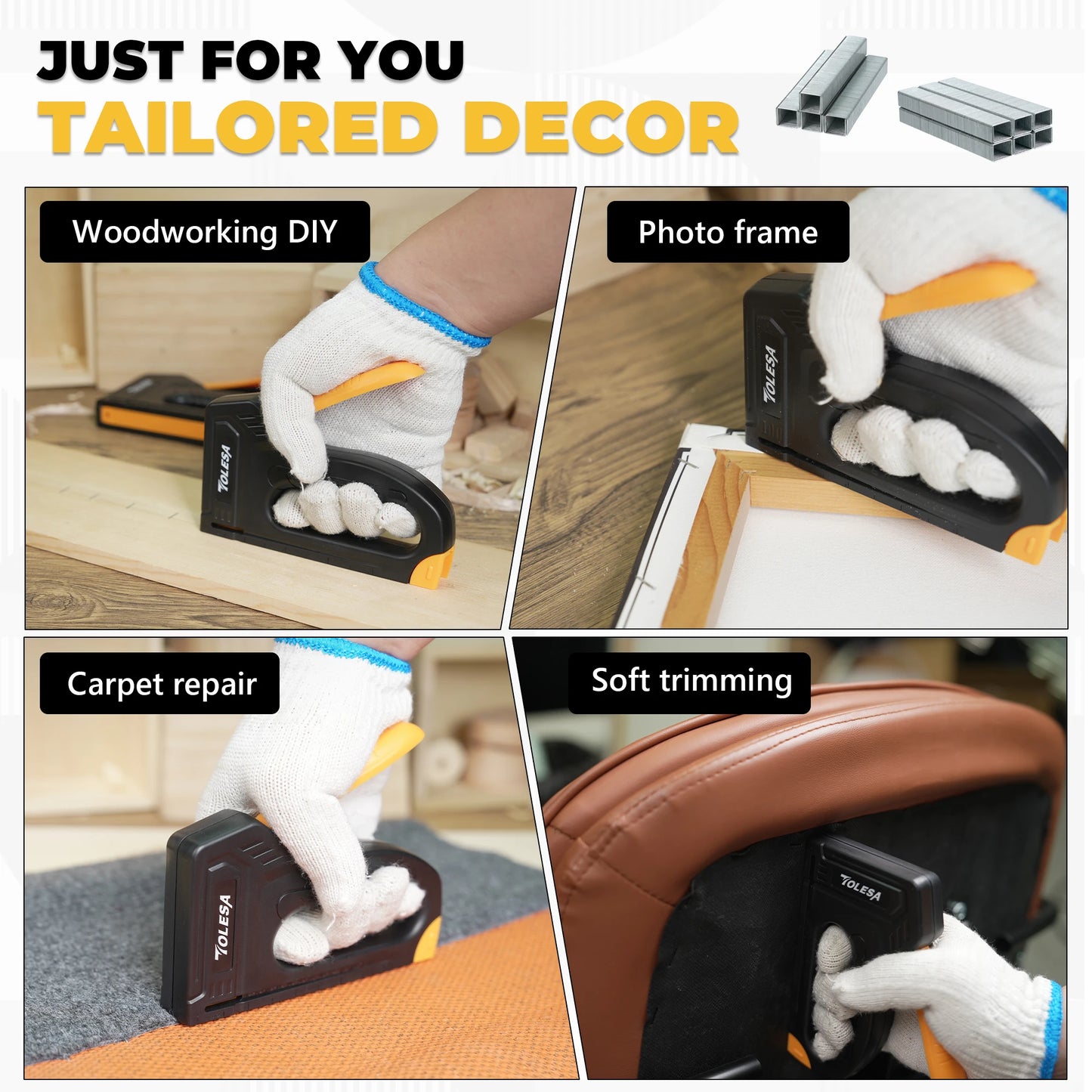 TOLESA Light Duty Staple Gun for Wood Upholstery Staple Gun with