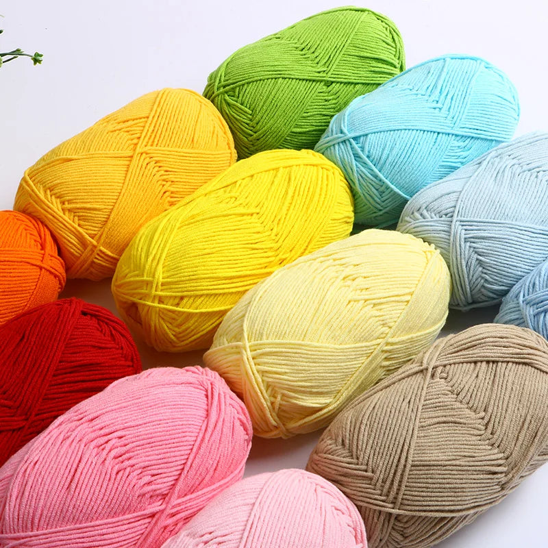 40-50g/Set 4ply Milk Cotton(80%) Knitting Yarn Needlework Dyed Lanas