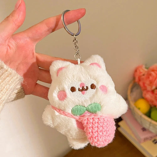 Multicolor Plush Cat Keychain Pendant Car Decoration Cartoon Cat