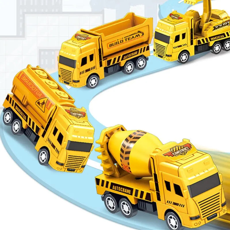 4 Pcs Educational Cars Children Kid Pull Back Toy Warrior Engineering