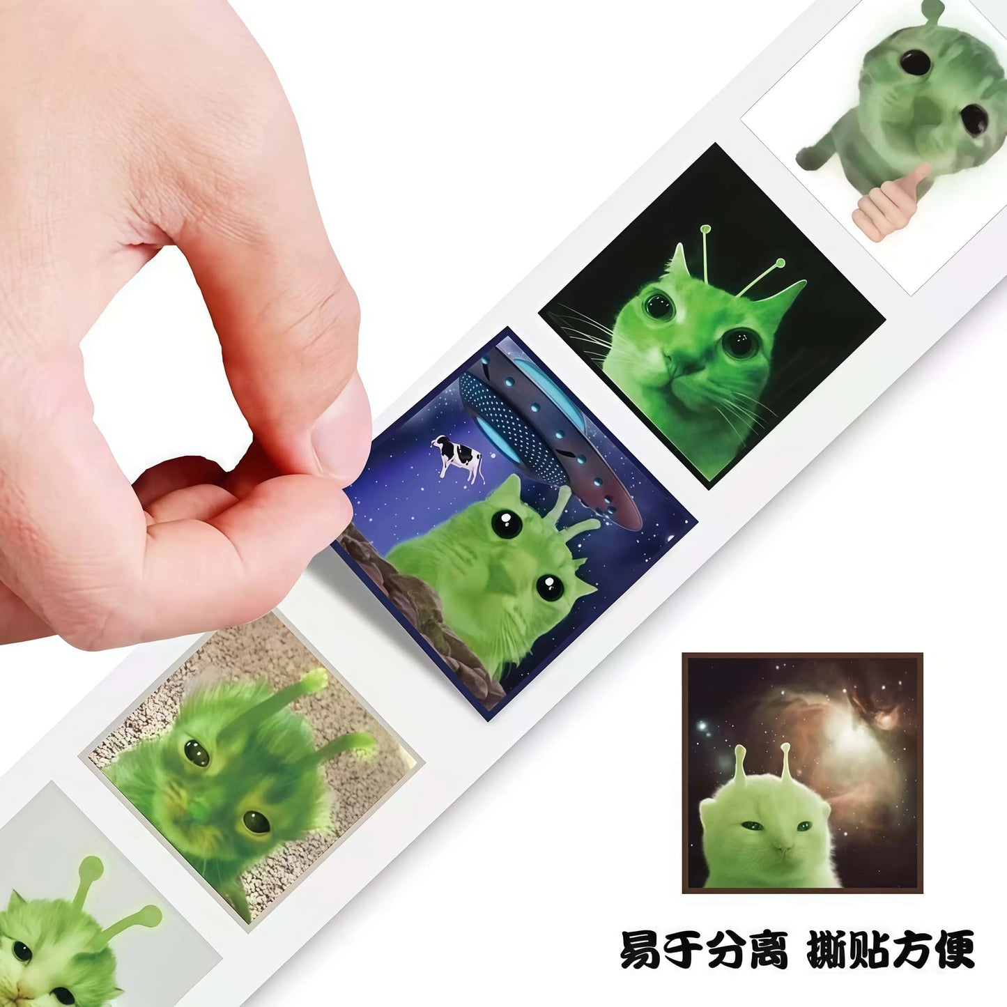 500Pcs Funny Alien Cat Stickers, Quirky Extraterrestrial Kitten Decals