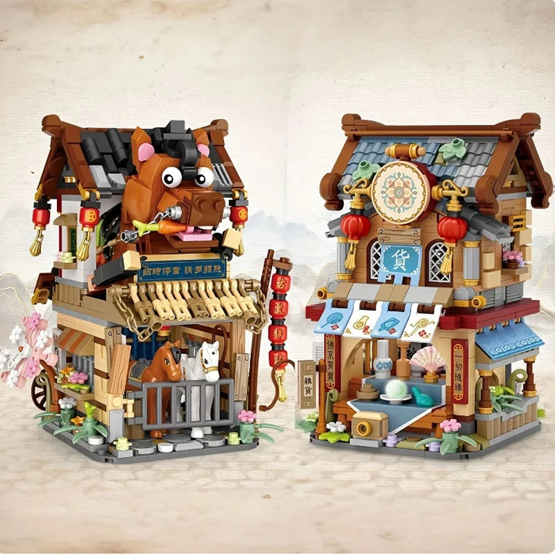 Street View Series Building blocks Izakaya Shaved Ice Shop Takoyaki