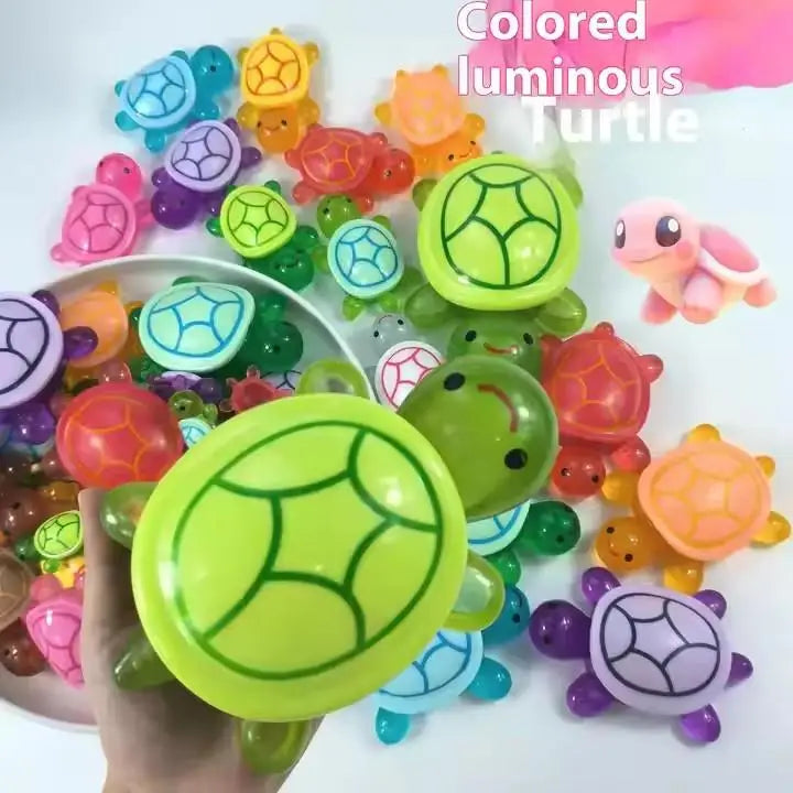 1PC Night Glow Large Turtle+100pcs Mini Luminous Turtles Figurines