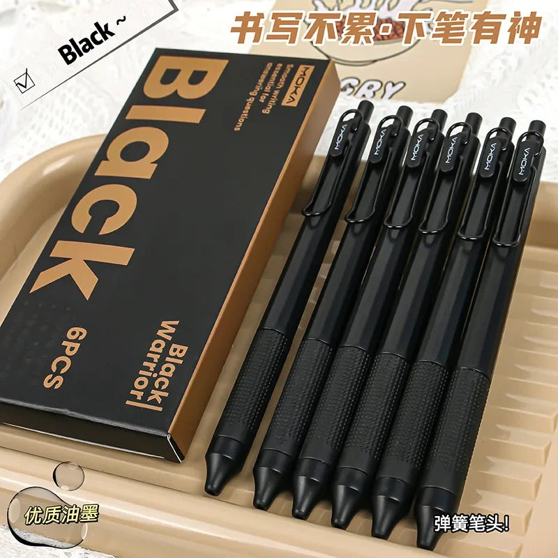6PCS Retractable Gel Ink Pen Set Smooth Writing 0.5mm Fine Point