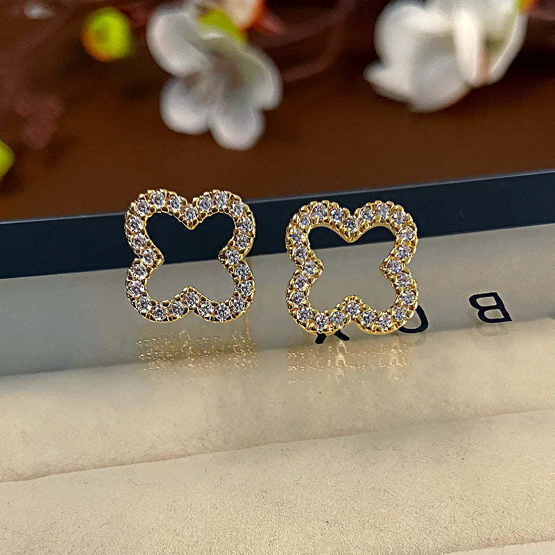 New Simple Hollow Four Leaf Clover Earrings for Women 2025 Trend