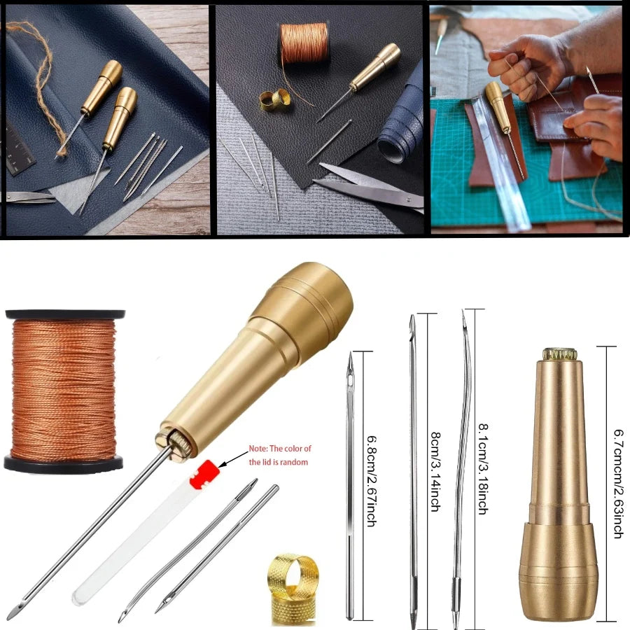 Leather Craft Sewing Kit Waxed Thread Hand Quilting Needles Sewing