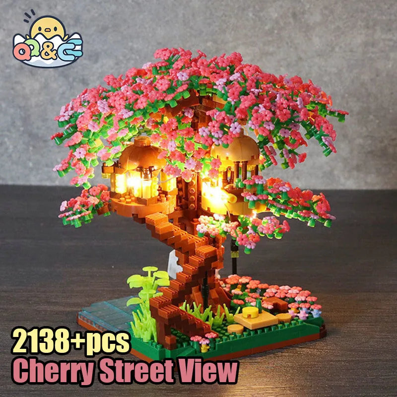 Mini Sakura Tree Building Blocks Set Diy Cherry Blossom Bricks with