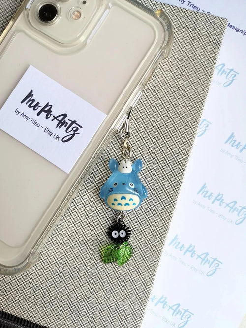 Handmade Cat keychain, Anime Totoro Cosplay Black Briquettes Green