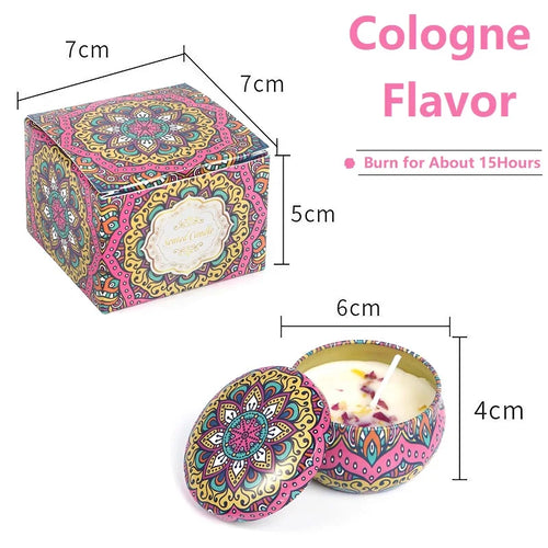 1/4PCS Vintage Scented Candles Soy Wax Candle Jars Flower Fragrance
