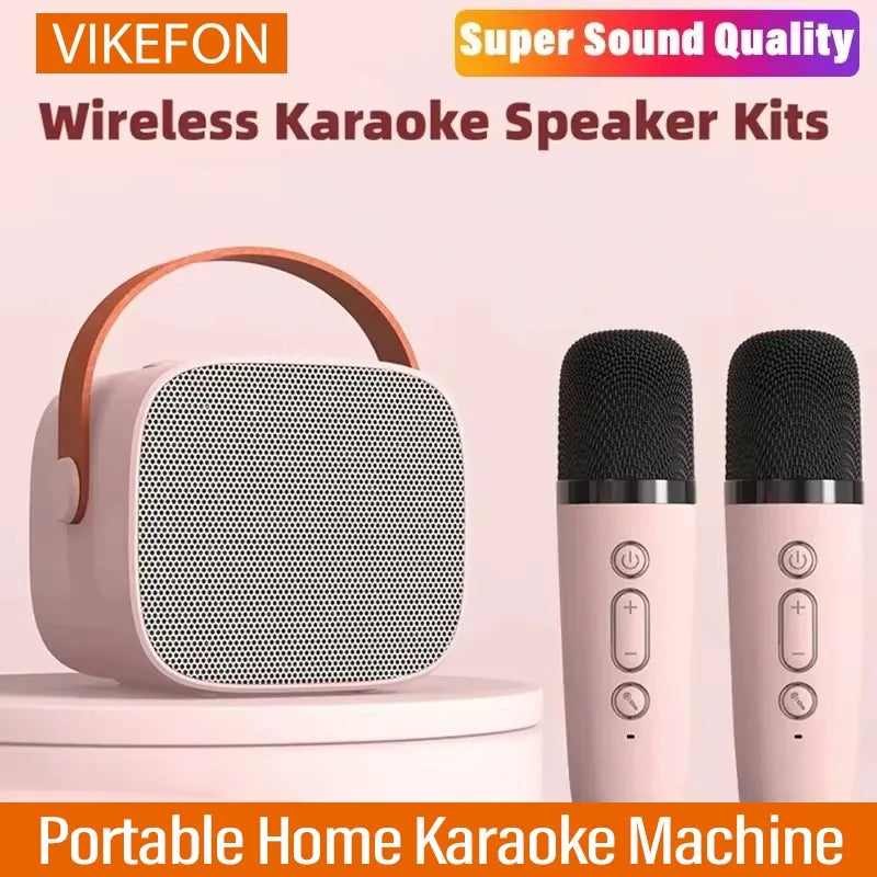 Portable Wireless Dual Microphones Karaoke Machine HomeKTV DSP System