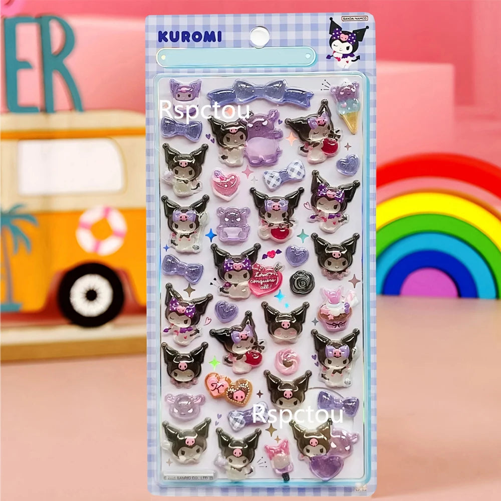 Cute Sanrio 3D Relief Stickers Aesthetic Kuromi Cinnamoroll My Melody