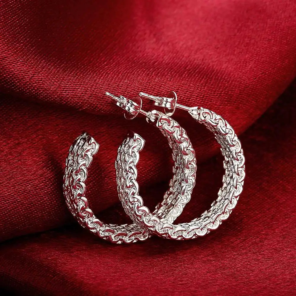 Popular fine 925 Sterling Silver charms stud Earrings for Women