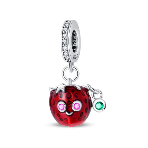 New 925 Silver Color Strawberry Cherry Fruit Series Charms Beads Fit