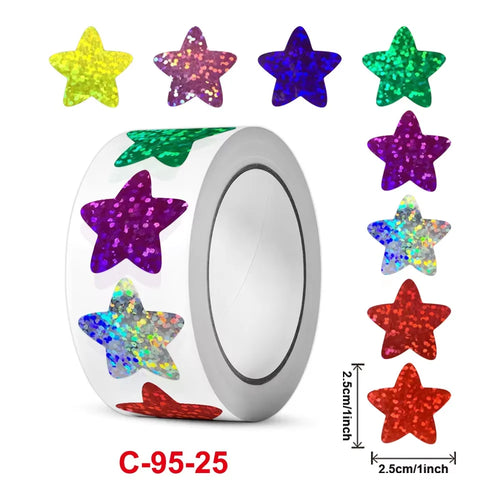 500pcs Colorful Star Adhesive Holographic Star Stickers Scrapbook