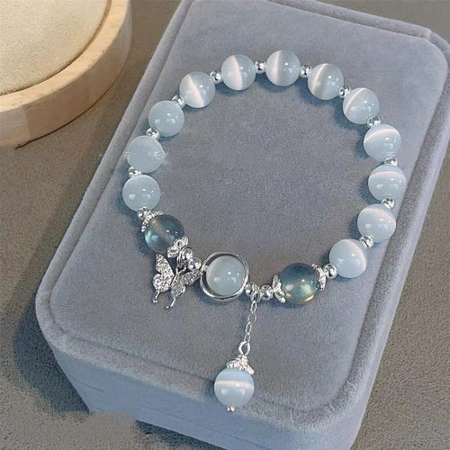 Niche Design Star Chain Tassel Bracelet for Women Fantasy Blue Crystal