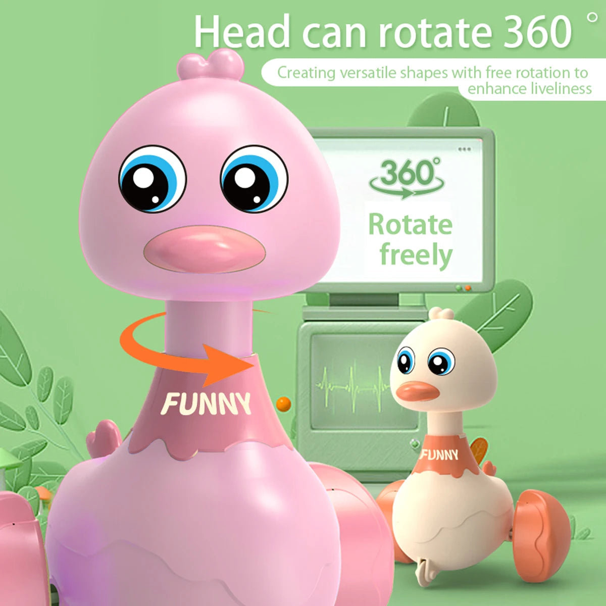 Baby Toy Swing Duck Toy Cartoon Press Vehicles Glide Animal Inertia