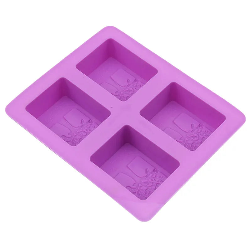 Party Dessert Silicone Mold Tree Shape 4 Hole Square Soap Mold Crafts