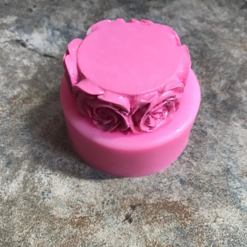 3D Round Rose Flowers Soap Mold Cylindrical Silicone Mold Candle Molds