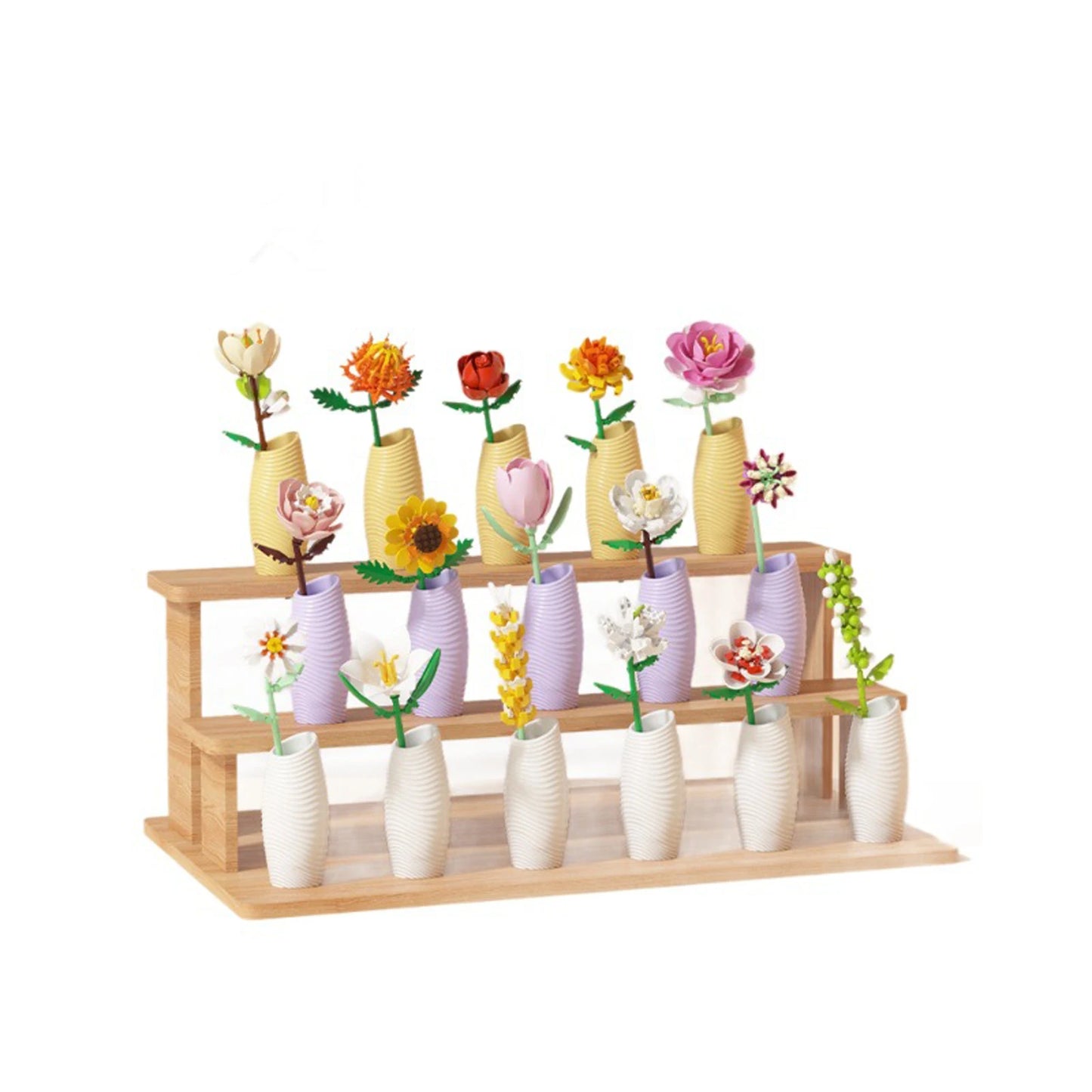 Simulation Building Blocks Flowers Eternal Bouquet Micro Brick Rose