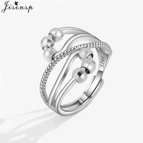 Simple Metal Beads Fidget Rotating Rings for Women Men Rotate Freely