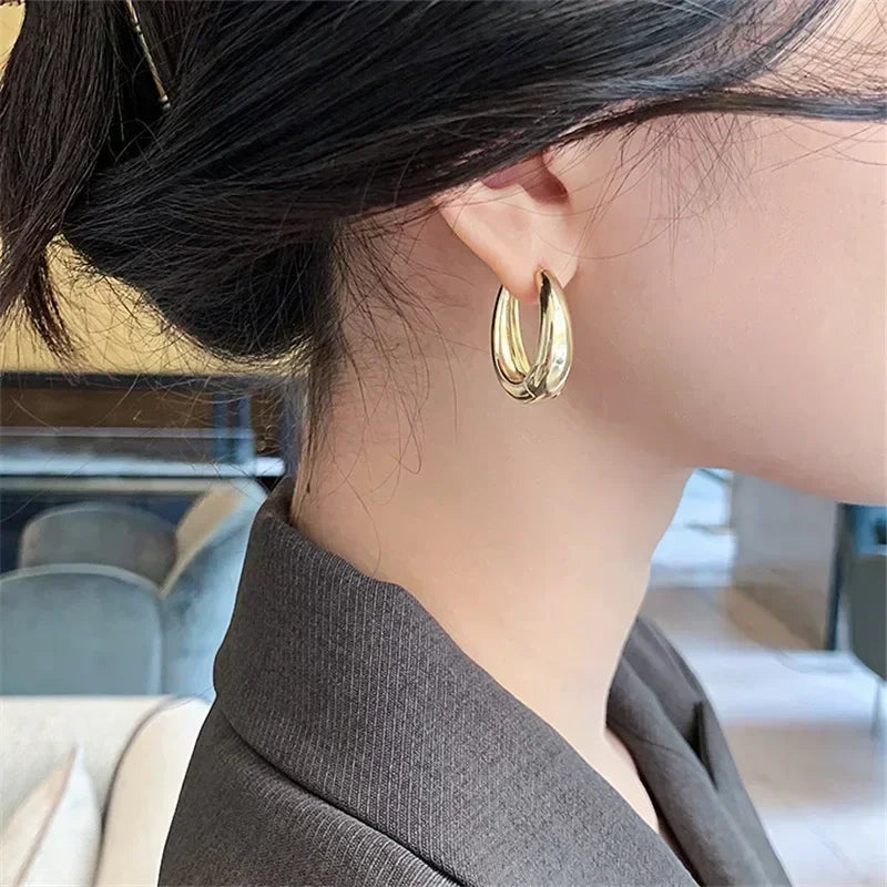 LATS 2024 Hot Sale Fashion Metal Drop Earrings for Woman Vintage Hoop