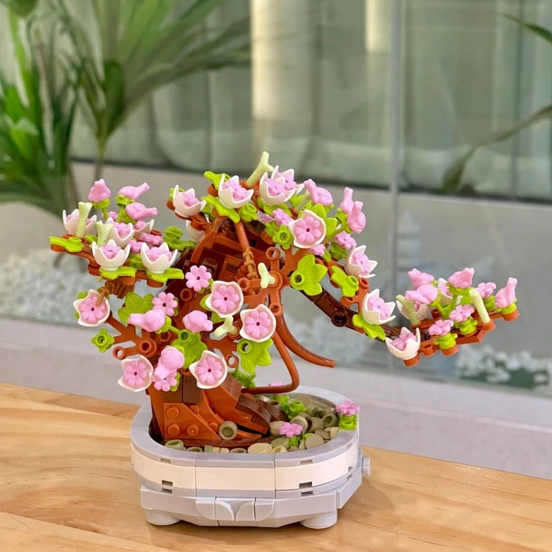 462PCS Bonsai Building Block Flower Creative Plant Cherry Blossom Tree