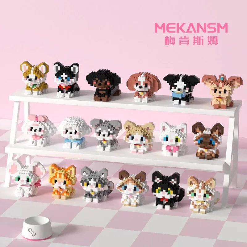 Animal Small Particle Dog Cat  Mini Building Blocks DIY Assembly Brick