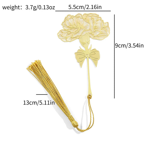 Chinese Style Handmade Book Mark Golden Rose Lotus Flower Bookmarks