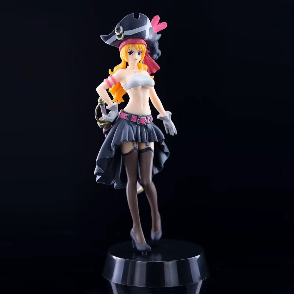 19.5CM Anime One Piece Nami Black Clothes Action Figure ONE PIECE FILM