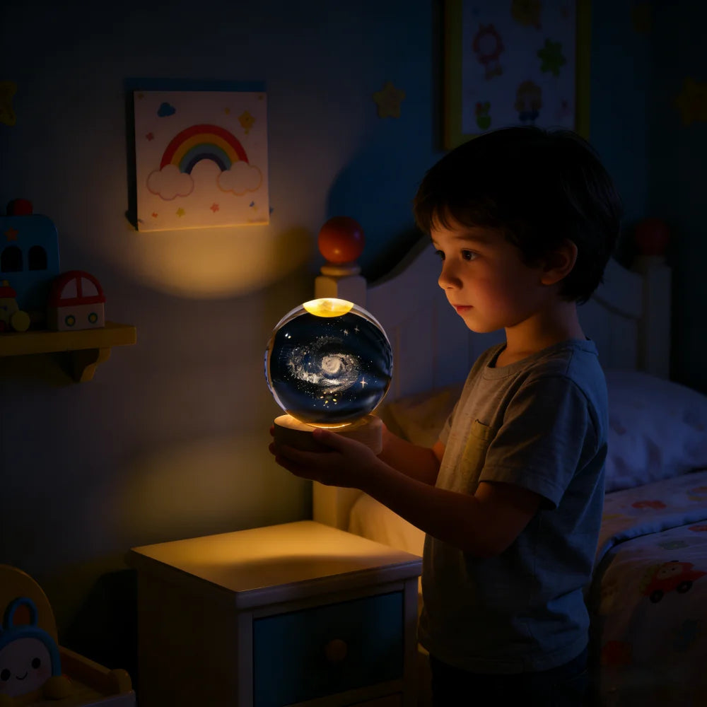 USB Unique 3D Crystal Ball Night Light Led Lamp Bedside Table Glowing
