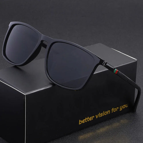 Classic Square Men's Sunglasses Comfortable Lightweight Black Frame
