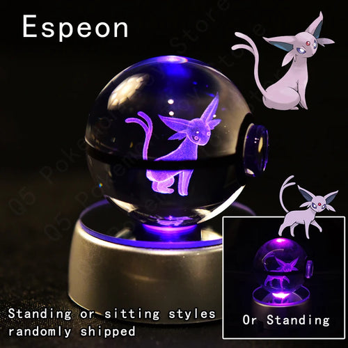 Pokemon Crystal Ball 3D Pikachu Gengar Mewtwo Night Light Lamp