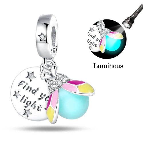 Fit Original 925 Sterling Silver Charms Beads Luminous Firefly Charms