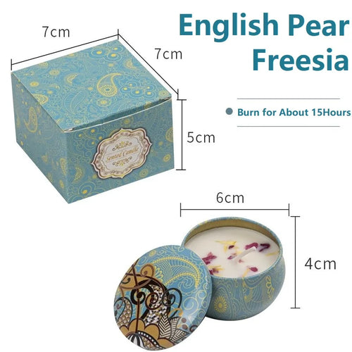 1/4PCS Vintage Scented Candles Soy Wax Candle Jars Flower Fragrance