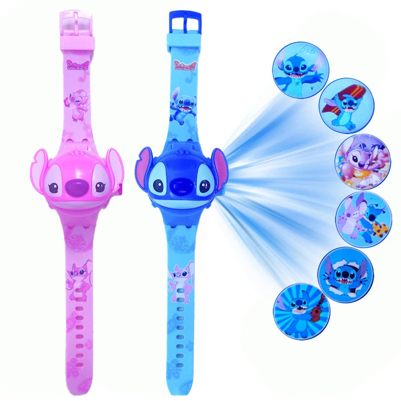 3D Cartoon Stitch Kids Watches For Girls Projection Unicorn Mickey